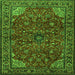 Round Machine Washable Persian Green Traditional Area Rugs, wshtr2179grn