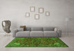 Machine Washable Persian Green Traditional Area Rugs in a Living Room,, wshtr2179grn