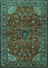 Machine Washable Persian Turquoise Traditional Area Rugs, wshtr2179turq