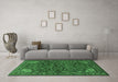 Machine Washable Persian Emerald Green Traditional Area Rugs in a Living Room,, wshtr2179emgrn