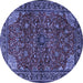 Round Machine Washable Persian Blue Traditional Rug, wshtr2179blu