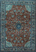 Machine Washable Persian Light Blue Traditional Rug, wshtr2179lblu