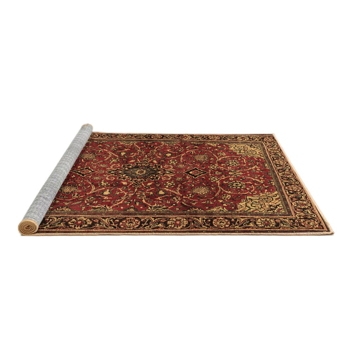 Sideview of Machine Washable Persian Brown Traditional Rug, wshtr2179brn