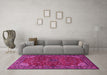 Machine Washable Persian Pink Traditional Rug in a Living Room, wshtr2179pnk