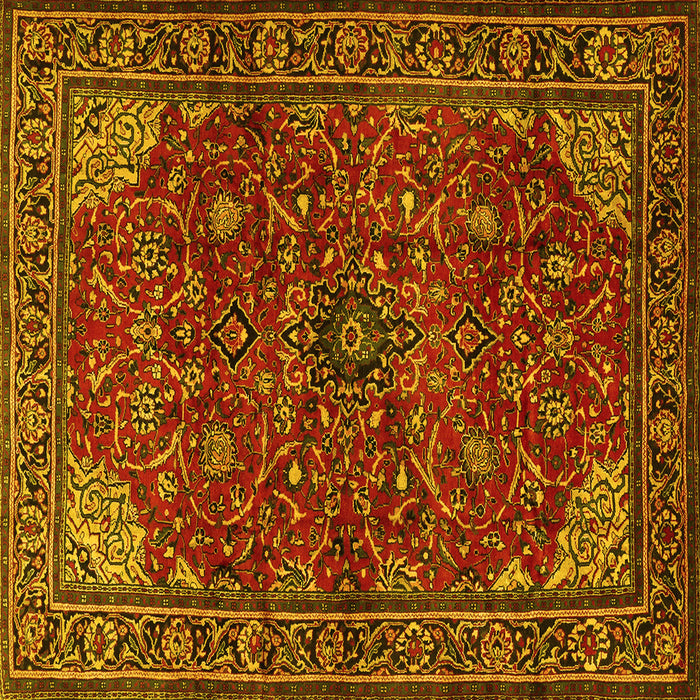 Square Machine Washable Persian Yellow Traditional Rug, wshtr2179yw