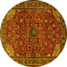 Round Machine Washable Persian Yellow Traditional Rug, wshtr2179yw