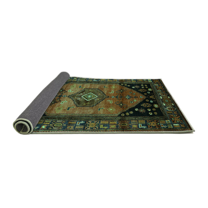Sideview of Persian Turquoise Traditional Rug, tr217turq