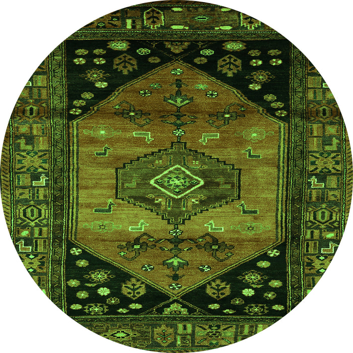 Square Persian Green Traditional Rug, tr217grn