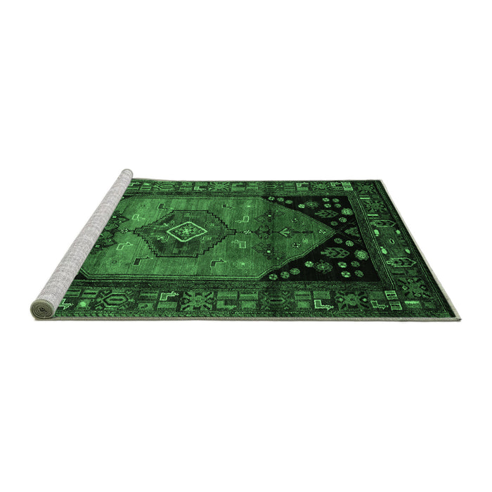 Sideview of Machine Washable Persian Emerald Green Traditional Area Rugs, wshtr217emgrn