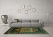 Machine Washable Persian Turquoise Traditional Area Rugs in a Living Room,, wshtr217turq