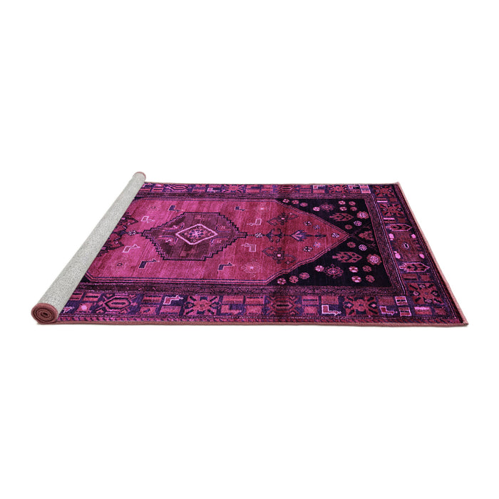 Sideview of Machine Washable Persian Purple Traditional Area Rugs, wshtr217pur