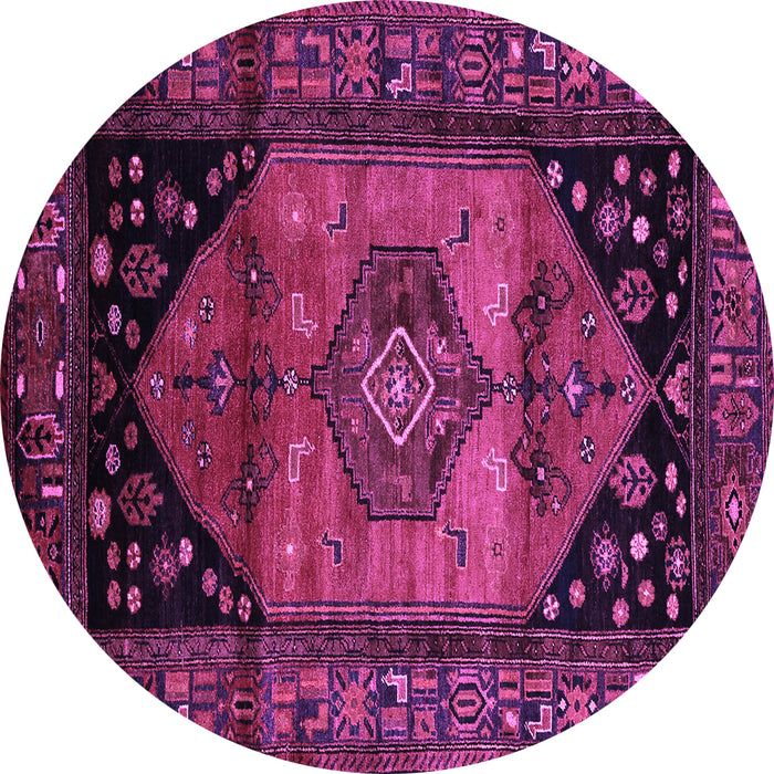 Round Machine Washable Persian Purple Traditional Area Rugs, wshtr217pur