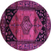 Round Machine Washable Persian Purple Traditional Area Rugs, wshtr217pur