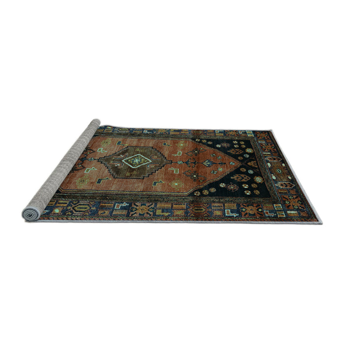 Sideview of Machine Washable Persian Light Blue Traditional Rug, wshtr217lblu