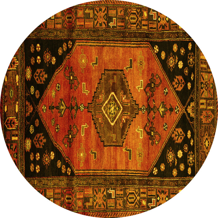 Round Persian Yellow Traditional Rug, tr217yw