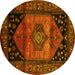 Round Persian Yellow Traditional Rug, tr217yw