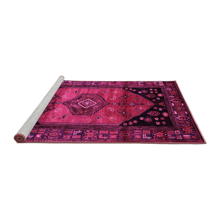 Sideview of Machine Washable Persian Pink Traditional Rug, wshtr217pnk