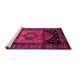 Sideview of Machine Washable Persian Pink Traditional Rug, wshtr217pnk