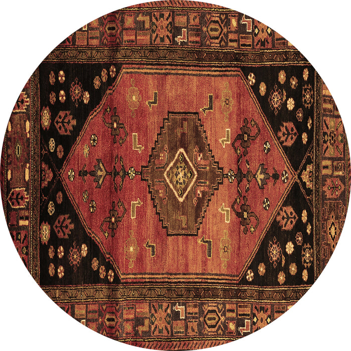Round Persian Brown Traditional Rug, tr217brn