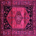 Square Machine Washable Persian Pink Traditional Rug, wshtr217pnk