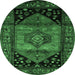 Round Persian Emerald Green Traditional Rug, tr217emgrn