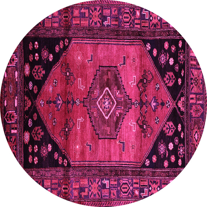 Round Machine Washable Persian Pink Traditional Rug, wshtr217pnk