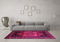 Machine Washable Persian Pink Traditional Rug, wshtr217pnk