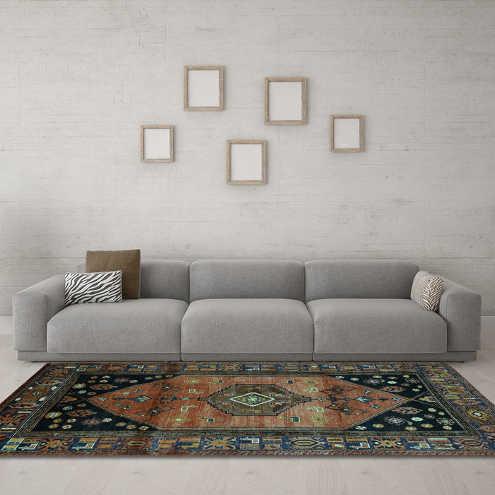 Machine Washable Persian Light Blue Traditional Rug in a Living Room, wshtr217lblu