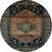 Round Persian Light Blue Traditional Rug, tr217lblu