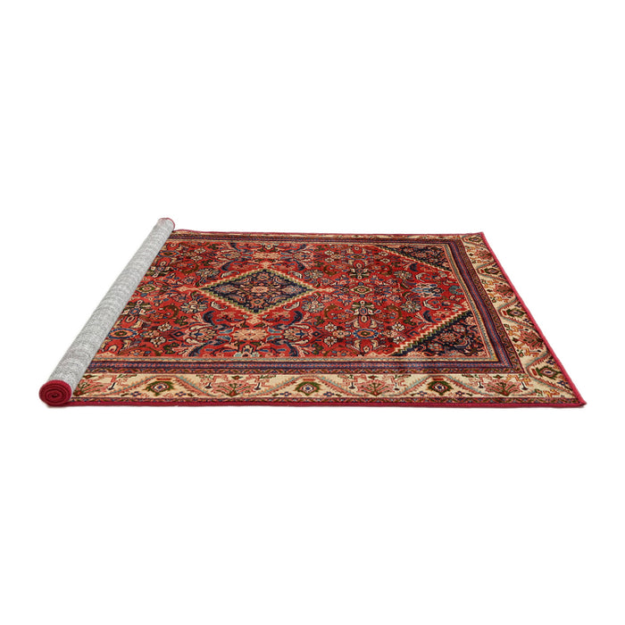 Sideview of Machine Washable Traditional Tomato Red Rug, wshtr2180