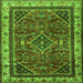 Round Machine Washable Persian Green Traditional Area Rugs, wshtr2180grn