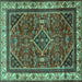 Square Persian Turquoise Traditional Rug, tr2180turq
