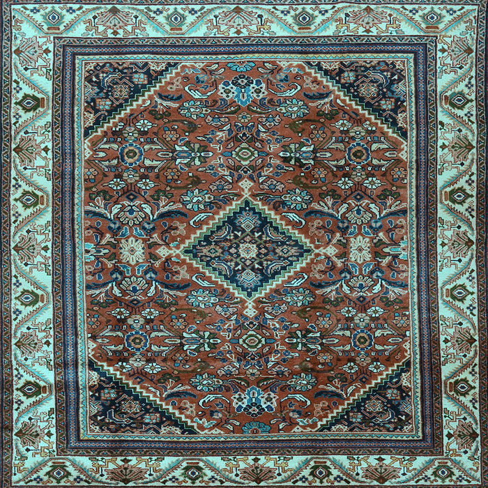 Square Machine Washable Persian Light Blue Traditional Rug, wshtr2180lblu