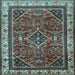 Square Machine Washable Persian Light Blue Traditional Rug, wshtr2180lblu