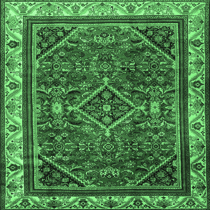 Square Persian Emerald Green Traditional Rug, tr2180emgrn