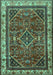 Machine Washable Persian Turquoise Traditional Area Rugs, wshtr2180turq