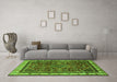 Machine Washable Persian Green Traditional Area Rugs in a Living Room,, wshtr2180grn