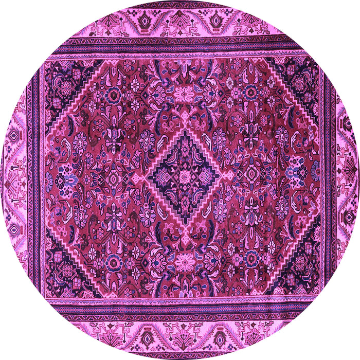 Round Machine Washable Persian Purple Traditional Area Rugs, wshtr2180pur