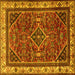 Square Machine Washable Persian Yellow Traditional Rug, wshtr2180yw