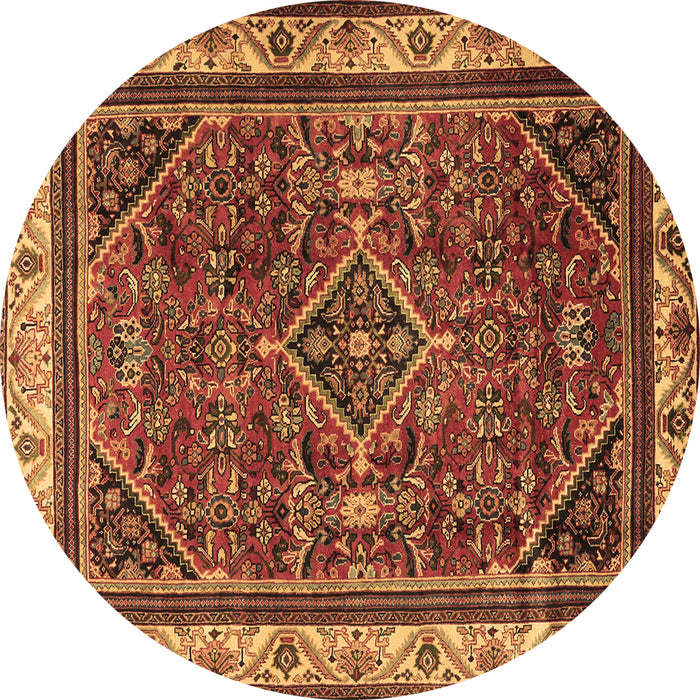 Round Machine Washable Persian Brown Traditional Rug, wshtr2180brn