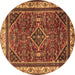 Round Machine Washable Persian Brown Traditional Rug, wshtr2180brn