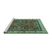 Sideview of Machine Washable Persian Turquoise Traditional Area Rugs, wshtr2180turq