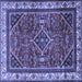 Square Machine Washable Persian Blue Traditional Rug, wshtr2180blu