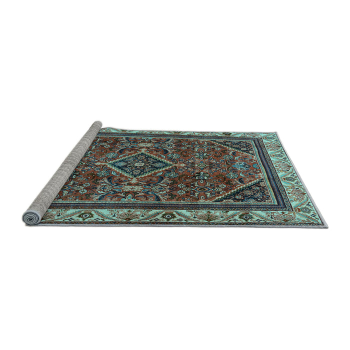 Sideview of Machine Washable Persian Light Blue Traditional Rug, wshtr2180lblu