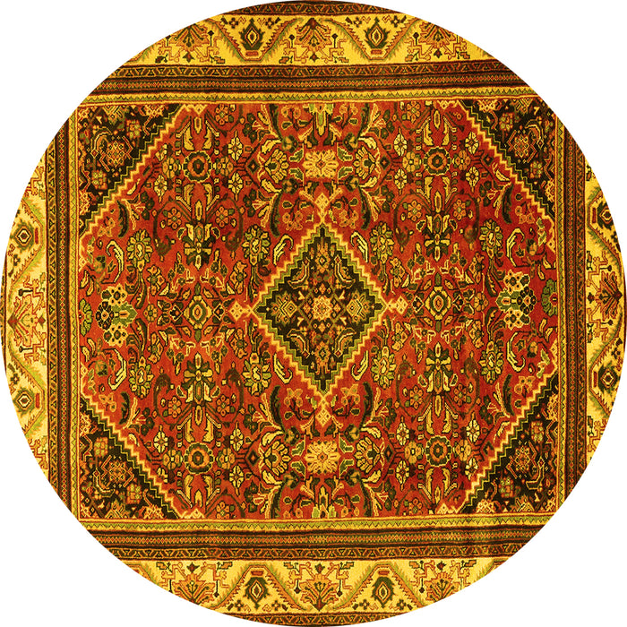 Round Persian Yellow Traditional Rug, tr2180yw