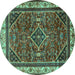 Round Persian Turquoise Traditional Rug, tr2180turq
