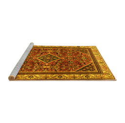 Sideview of Machine Washable Persian Yellow Traditional Rug, wshtr2180yw