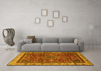 Machine Washable Persian Yellow Traditional Rug, wshtr2180yw