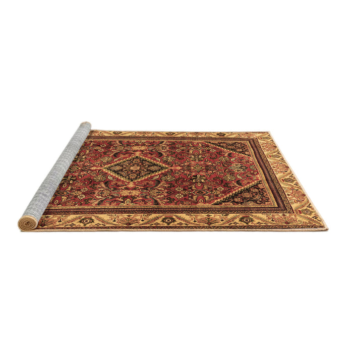 Sideview of Machine Washable Persian Brown Traditional Rug, wshtr2180brn