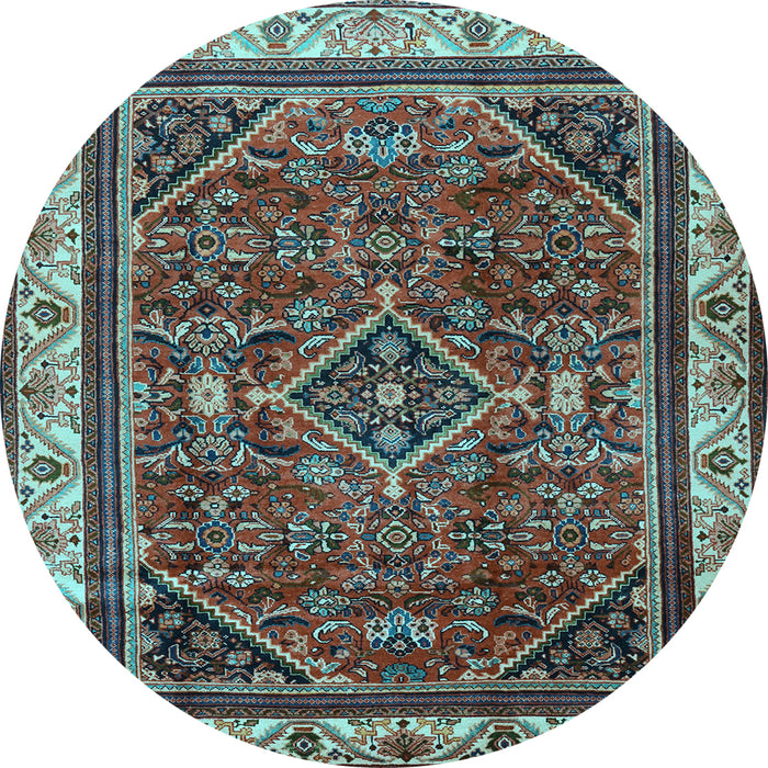 Round Machine Washable Persian Light Blue Traditional Rug, wshtr2180lblu